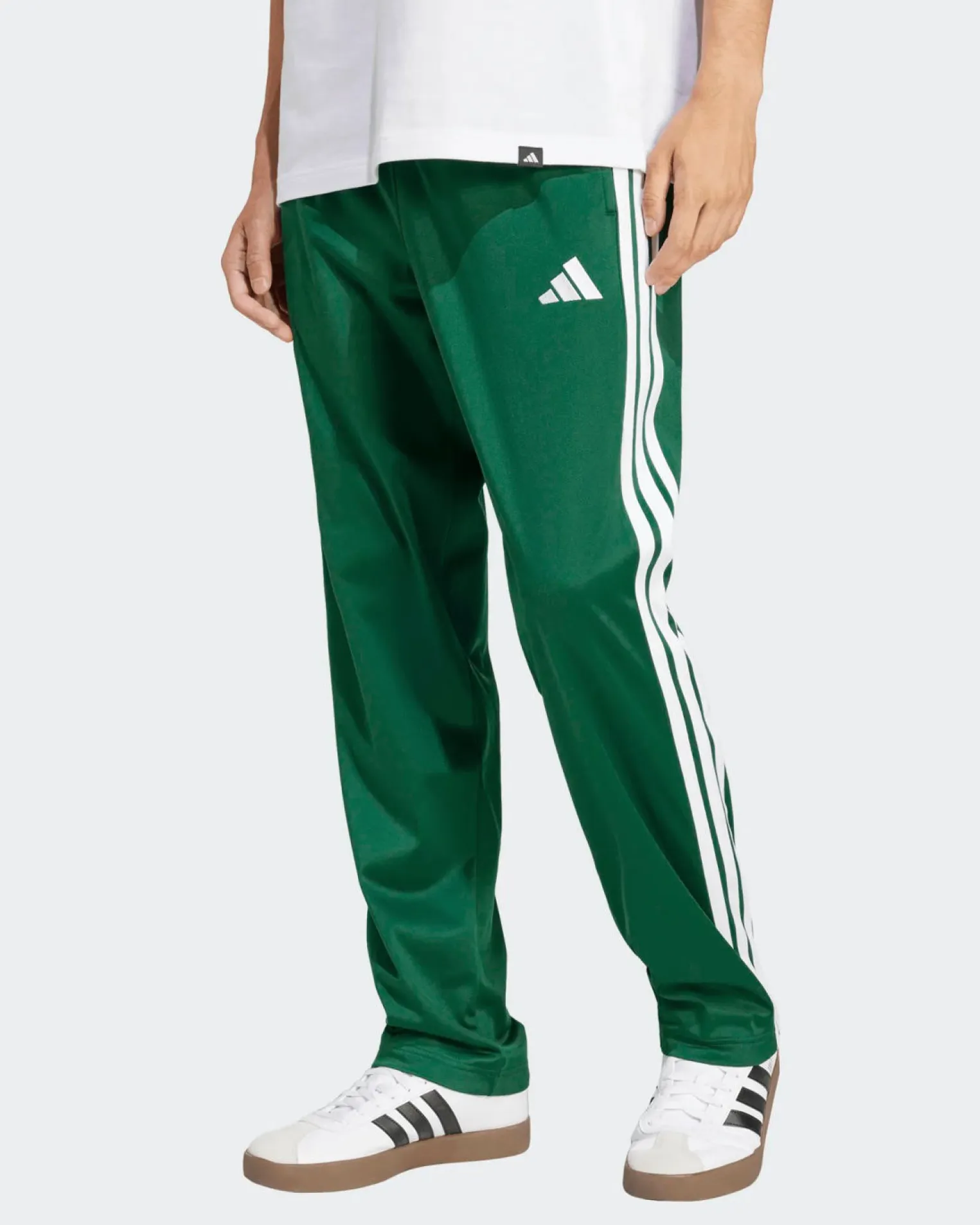 ADIDAS - PANTALONE VERDE PER ALLENAMENTO DA UOMO 3 STRISCE IN ACETATO - JI8806