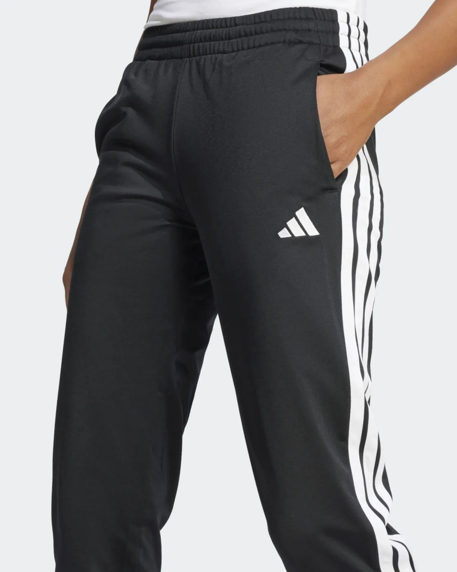 ADIDAS -PANTALONI DA TUTA DONNA NERI CON 3 BANDE BIANCHE ESSENTIALS TRICOT 3-STRIPES - JF3383