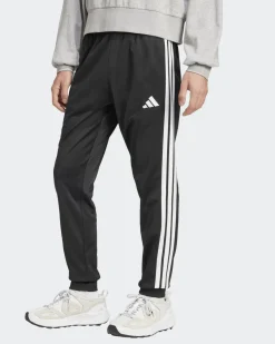 ADIDAS - PANTALONI DA TUTA UOMO NERI CON 3 BANDE BIANCHE  -JI8809