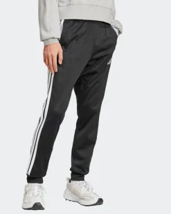 ADIDAS - PANTALONI DA TUTA UOMO NERI CON 3 BANDE BIANCHE  -JI8809