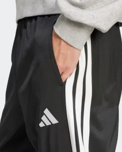 ADIDAS - PANTALONI DA TUTA UOMO NERI CON 3 BANDE BIANCHE  -JI8809