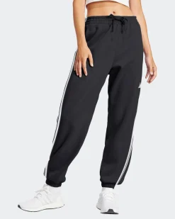 ADIDAS - PANTALONI TUTA  DONNA NERO CON BANDE BIANCHE ESSENTIALS 3-STRIPES FRENCH T.CUFFED - JD5302