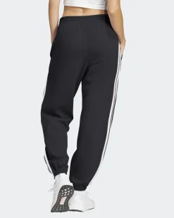 ADIDAS - PANTALONI TUTA  DONNA NERO CON BANDE BIANCHE ESSENTIALS 3-STRIPES FRENCH T.CUFFED - JD5302