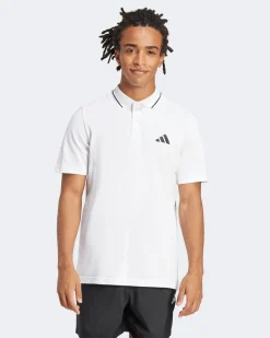 ADIDAS - POLO BIANCA MEZZA MANICA DA UOMO CON RIGHINO SUL COLLETTO - JE9020