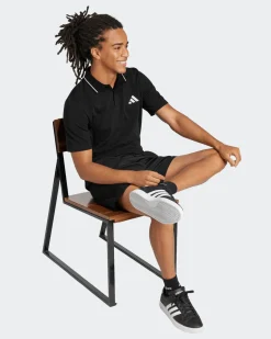 ADIDAS - POLO NERA MEZZA MANICA DA UOMO CON RIGHINO SUL COLLETTO - JE9023