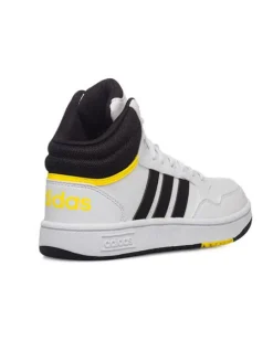 ADIDAS - Scarpa alta bianca e nera con dettagli gialli, numerata 28/40 - HOOPS MID GZ1928