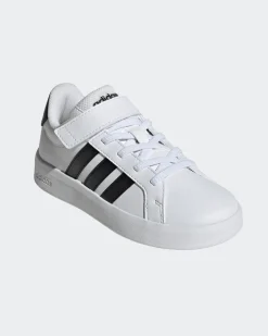 ADIDAS - SCARPA BIANCA GRAND COURT 3.0 STRISCE NERE DA BAMBINI 28-35 - HP3531