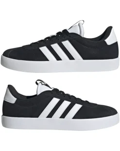 ADIDAS - Scarpa da uomo nera e bianca in VERA PELLE scamosciata - VL COURT 3.0 ID6278