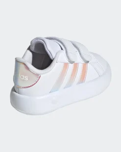 ADIDAS - SCARPA GRAND COURT 2.0 INFANT NERA CON BANDE IRIDESCENTE E STRAPPO numerata 19/27 - ID5265