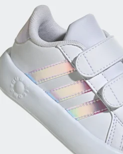 ADIDAS - SCARPA GRAND COURT 2.0 INFANT NERA CON BANDE IRIDESCENTE E STRAPPO numerata 19/27 -  ID5265