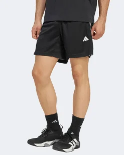 ADIDAS - SHORT WORKOUT ESSENTIALS BASE 3-STRIPES PIQUE SHORT 7 INCH NERI CON DETTAGLI BIANCHI DA UOMO, KA3461