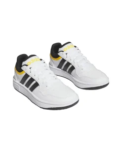 ADIDAS - Sneaker bianca e nera con dettagli gialli, numerata 36/40 - HOOPS 3.0 K IF2726