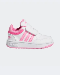 ADIDAS - SNEAKERS BIMBA BIANCA E ROSA HOOPS 3.0 CF TD DAL 19 AL 27 - IG3719