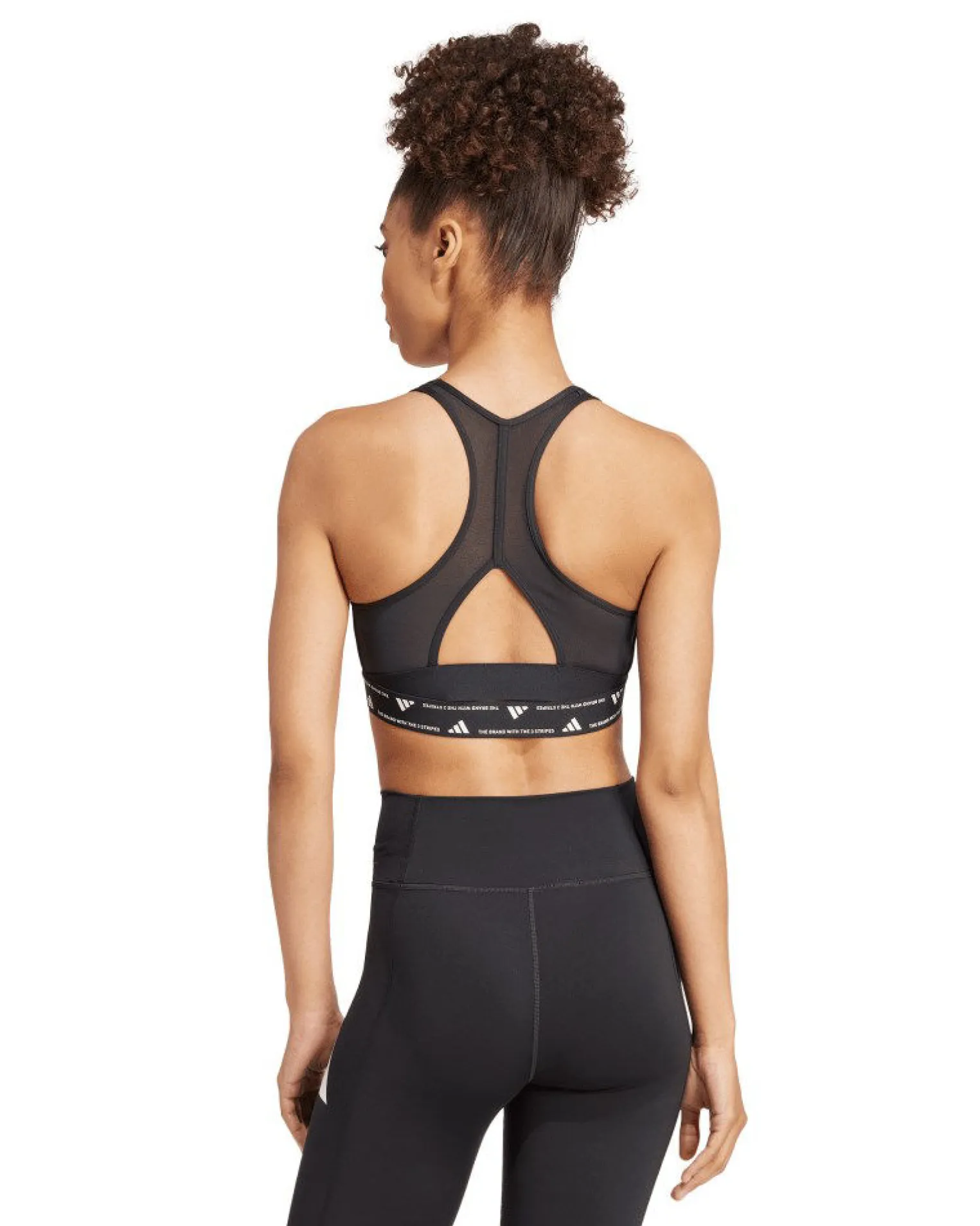 ADIDAS - TOP PWRCT 3S BRA NERO CON LOGO BIANCO DA DONNA- JG1404