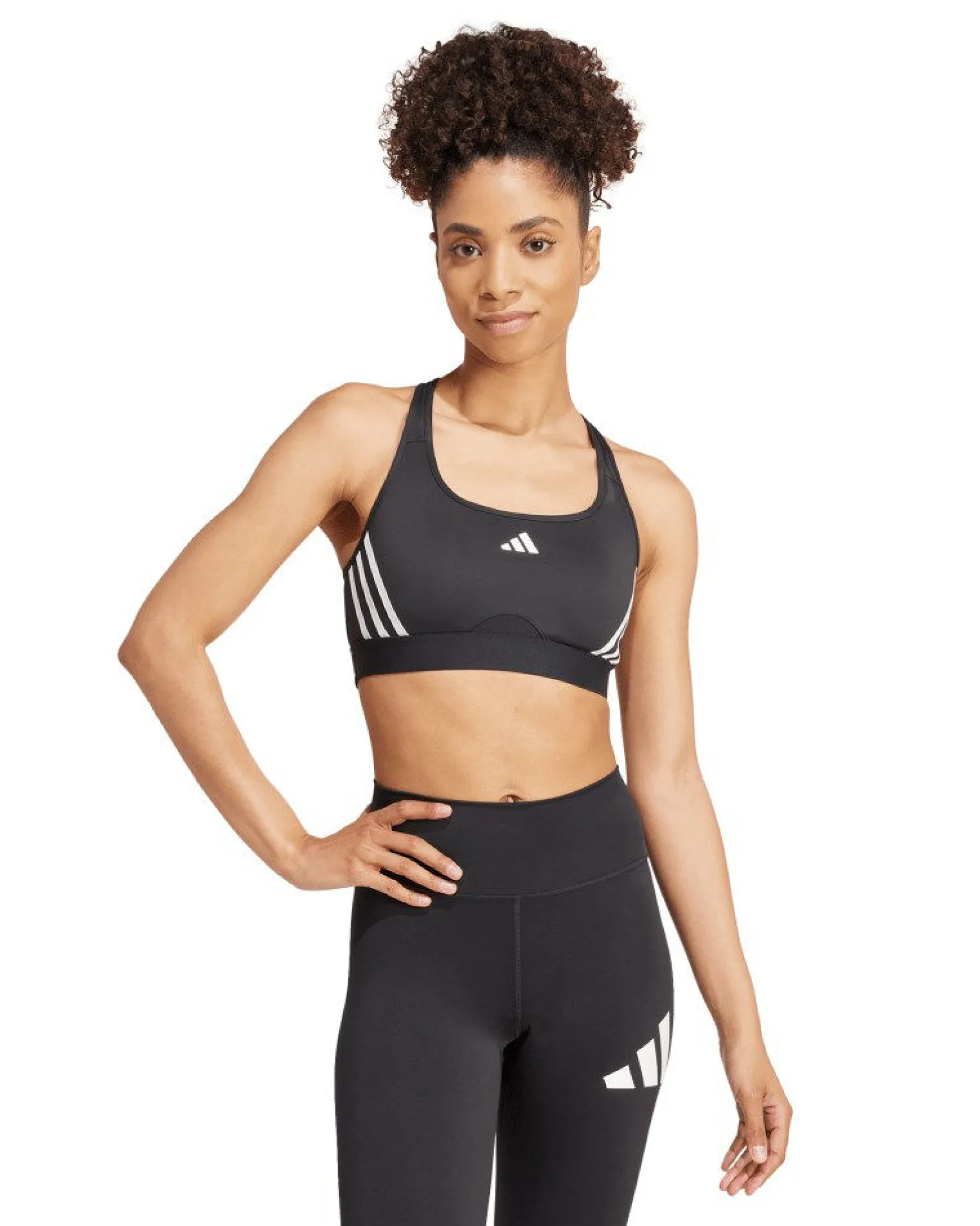 ADIDAS - TOP PWRCT 3S BRA NERO CON LOGO BIANCO DA DONNA- JG1404