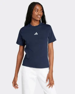 ADIDAS - T-SHIRT BLU DA DONNA ESSENTIAL IN COTONE - JD0843