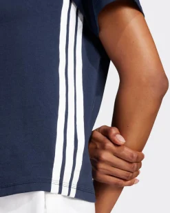 ADIDAS - T-SHIRT BLU DA DONNA ESSENTIAL IN COTONE - JD0843