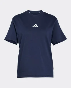 ADIDAS - T-SHIRT BLU DA DONNA ESSENTIAL IN COTONE - JD0843