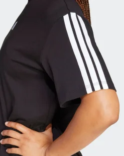 ADIDAS - T-SHIRT DONNA MEZZA MANICA  NERA CON 3 BANDE BIANCHE  ESSENTIALS 3-STRIPES - JC5960