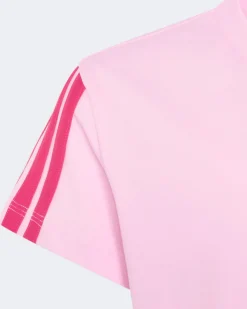 ADIDAS - T-SHIRT JUNIOR ( 7-15 ANNI) 3S TEE 160 ROSA CON DETTAGLI FUXIA,  KQ9039