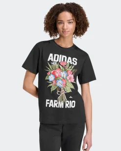 ADIDAS -  T-SHIRT MEZZA FARM FLOWERS NERA CON DETTAGLI FLOREALI DA DONNA, KR0281