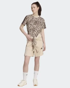 ADIDAS - T-SHIRT MEZZA MANICA AOP SJ TEE LEOPARDATA E BEIGE DA DONNA, KH1549
