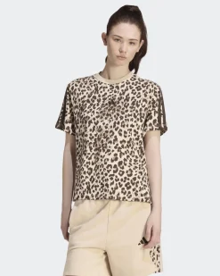 ADIDAS - T-SHIRT MEZZA MANICA AOP SJ TEE LEOPARDATA E BEIGE  DA DONNA, KH1549