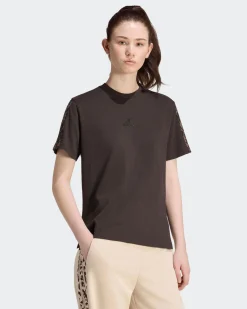 ADIDAS - T-SHIRT MEZZA MANICA AOP 3S SJ TEE MARRONE CON DETTAGLI LEOPARDATI DA DONNA, KV9298