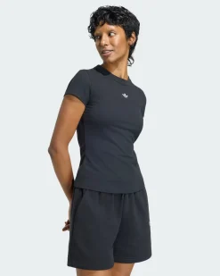 ADIDAS -T-SHIRT MEZZA MANICA ESSENTIAL TEE NERA DA DONNA,  KR9152