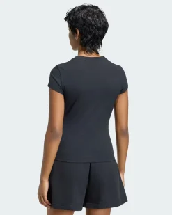 ADIDAS -T-SHIRT MEZZA MANICA ESSENTIAL TEE NERA DA DONNA,  KR9152