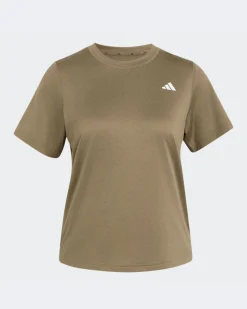 ADIDAS -T-SHIRT MEZZA MANICA WORKOUT ESSENTIALS MIN CREW TEE MARRONE DA DONNA,  KT1244