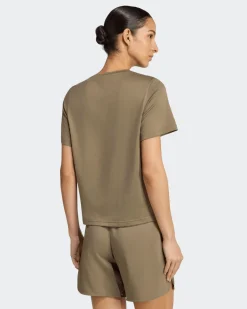 ADIDAS -T-SHIRT MEZZA MANICA WORKOUT ESSENTIALS MIN CREW TEE MARRONE DA DONNA,  KT1244