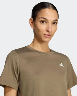 ADIDAS -T-SHIRT MEZZA MANICA WORKOUT ESSENTIALS MIN CREW TEE MARRONE DA DONNA,  KT1244