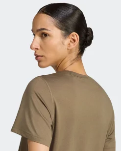 ADIDAS -T-SHIRT MEZZA MANICA WORKOUT ESSENTIALS MIN CREW TEE MARRONE DA DONNA,  KT1244