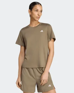 ADIDAS -T-SHIRT MEZZA MANICA WORKOUT ESSENTIALS MIN CREW TEE MARRONE DA DONNA,  KT1244