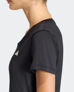 ADIDAS - T-SHIRT NERA PER ALLENAMENTO DA DONNA SCOLLO A V - KA2474