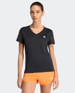ADIDAS - T-SHIRT NERA PER ALLENAMENTO DA DONNA SCOLLO A V - KA2474