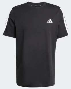 ADIDAS -T-SHIRT UOMO MEZZA MANICA NERA CON BANDE BIANCHE -   JV6783