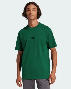 ADIDAS - T-SHIRT VERDE DA UOMO  MEZZA MANICA ESSENTIAL SMALL LOGO - JF1096