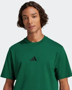 ADIDAS - T-SHIRT VERDE DA UOMO  MEZZA MANICA ESSENTIAL SMALL LOGO - JF1096