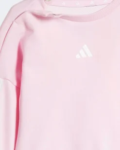 ADIDAS - TUTA COMPLETA BABY ( 6 MESI - 4 ANNI) FUXIA, BIANCA E ROSA CON BANDE BIANCHE FRENCH TERRY JOGGER , JV9853