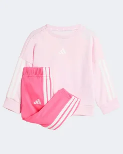ADIDAS  - TUTA COMPLETA  BABY ( 6 MESI - 4 ANNI) FUXIA, BIANCA E ROSA CON BANDE BIANCHE FRENCH TERRY JOGGER , JV9853