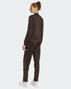 ADIDAS -  TUTA COMPLETA FULL ZIP MARRONE CON DETTAGLI ANIMALIER  DA DONNA, KB8933