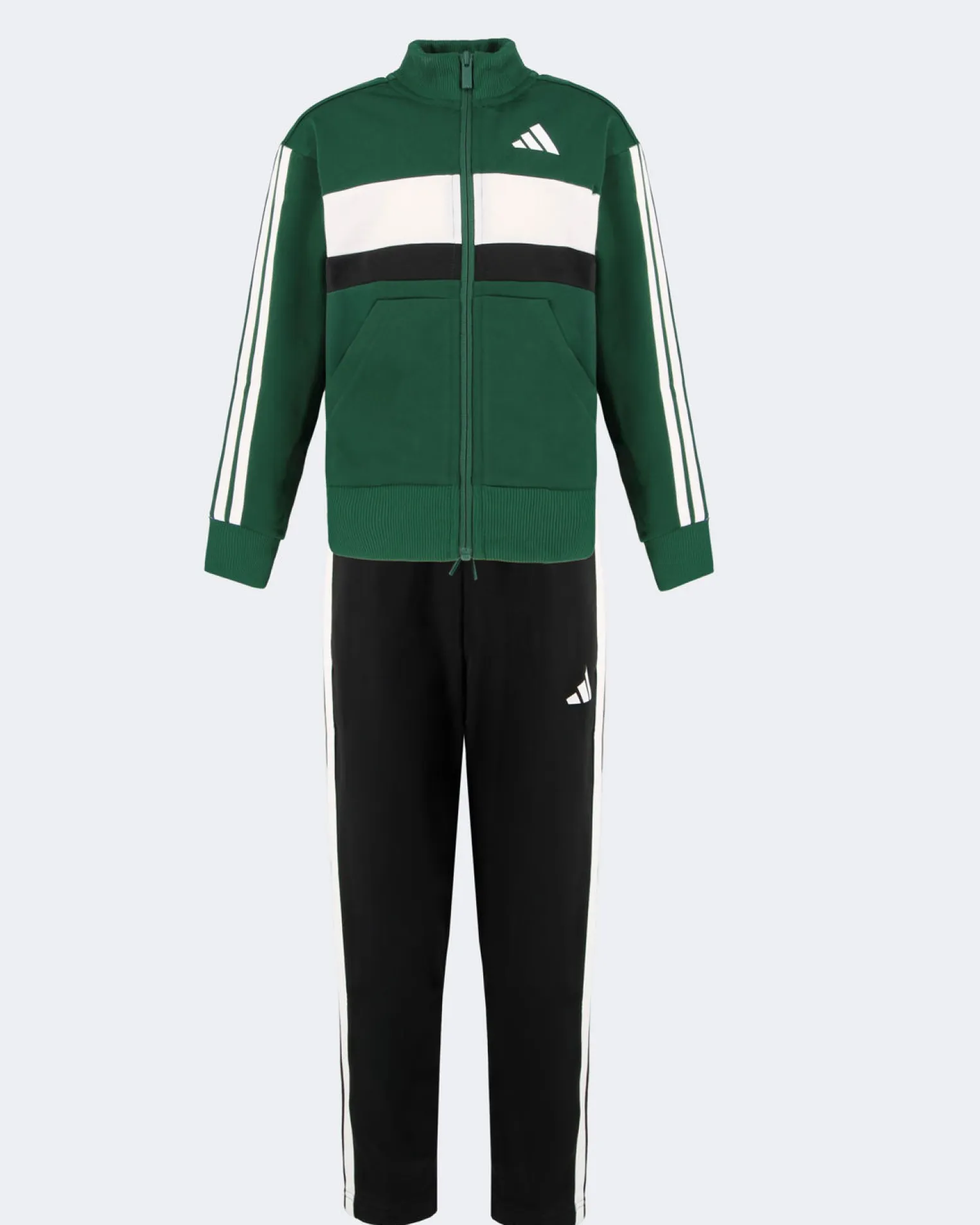 ADIDAS - TUTA COMPLETA JUNIOR ( 7-15 ANNI) FULL ZIP 3S TIBERIO TS VERDE, NERA E BIANCA, KZ0100