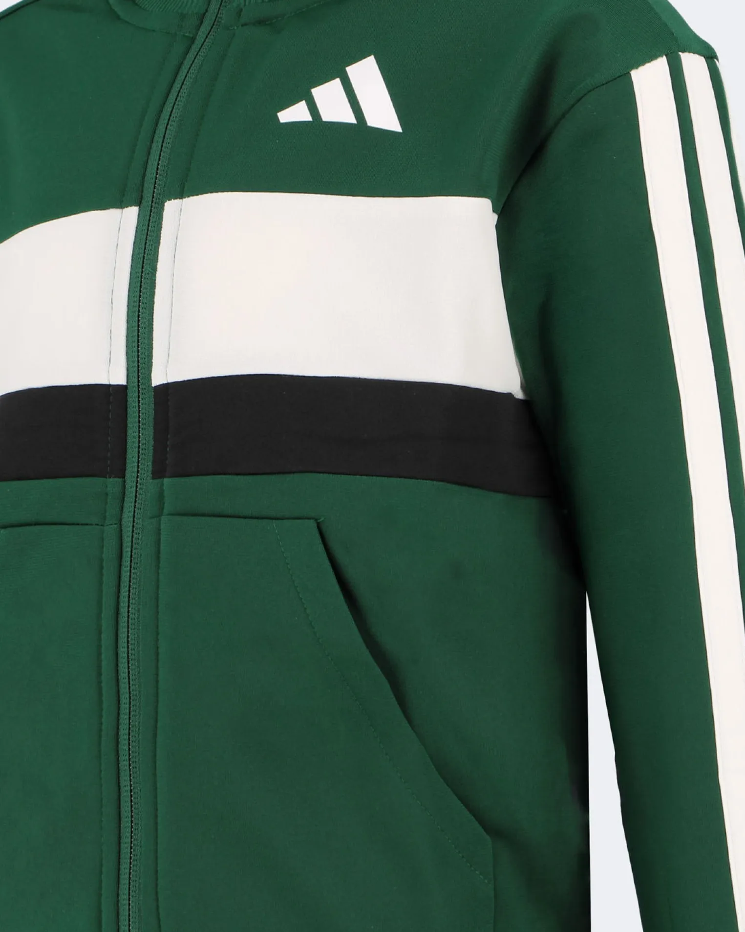 ADIDAS - TUTA COMPLETA JUNIOR ( 7-15 ANNI) FULL ZIP 3S TIBERIO TS VERDE, NERA E BIANCA, KZ0100