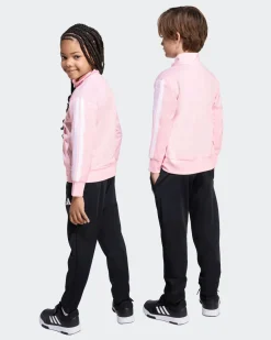ADIDAS - TUTA COMPLETA KIDS ROSA CON 3 BANDE BIANCHE ESSENTIALS CLIMACOOL - JX8771