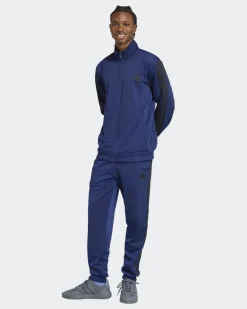 ADIDAS - TUTA UOMO BLU CON 3 BANDE NERE ESSENTIALS 3-STRIPES -KB7657