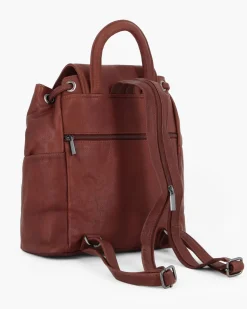 ALEX & CO - Zaino marrone in VERA PELLE con coulisse e patta