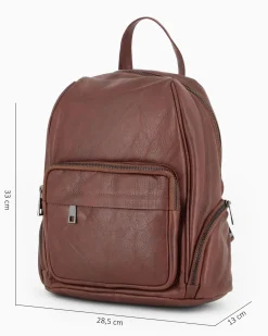ALEX&CO - Zaino marrone in VERA PELLE con tasche frontali e laterali