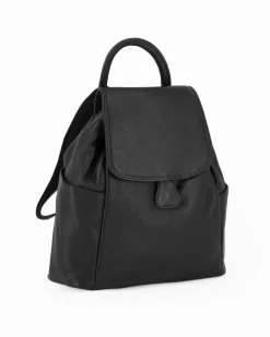 ALEX & CO - Zaino nero in VERA PELLE con coulisse e patta